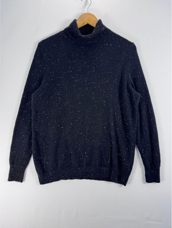 Talbots Sweaters - Premium Talbots Donegal Black Speckled Pure Cashmere Turtleneck Sweater Woman 1X